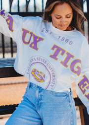 LSU Phipps Split Sleeve Cropped Sweatshirt