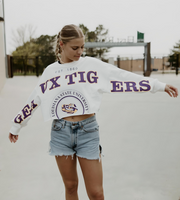 LSU Phipps Split Sleeve Cropped Sweatshirt