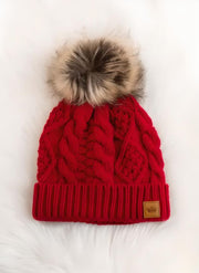 Red Cable Knit Hat