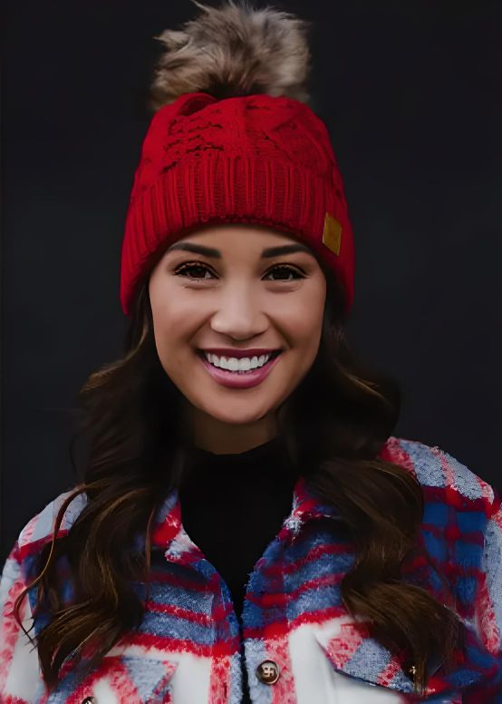 Red Cable Knit Hat