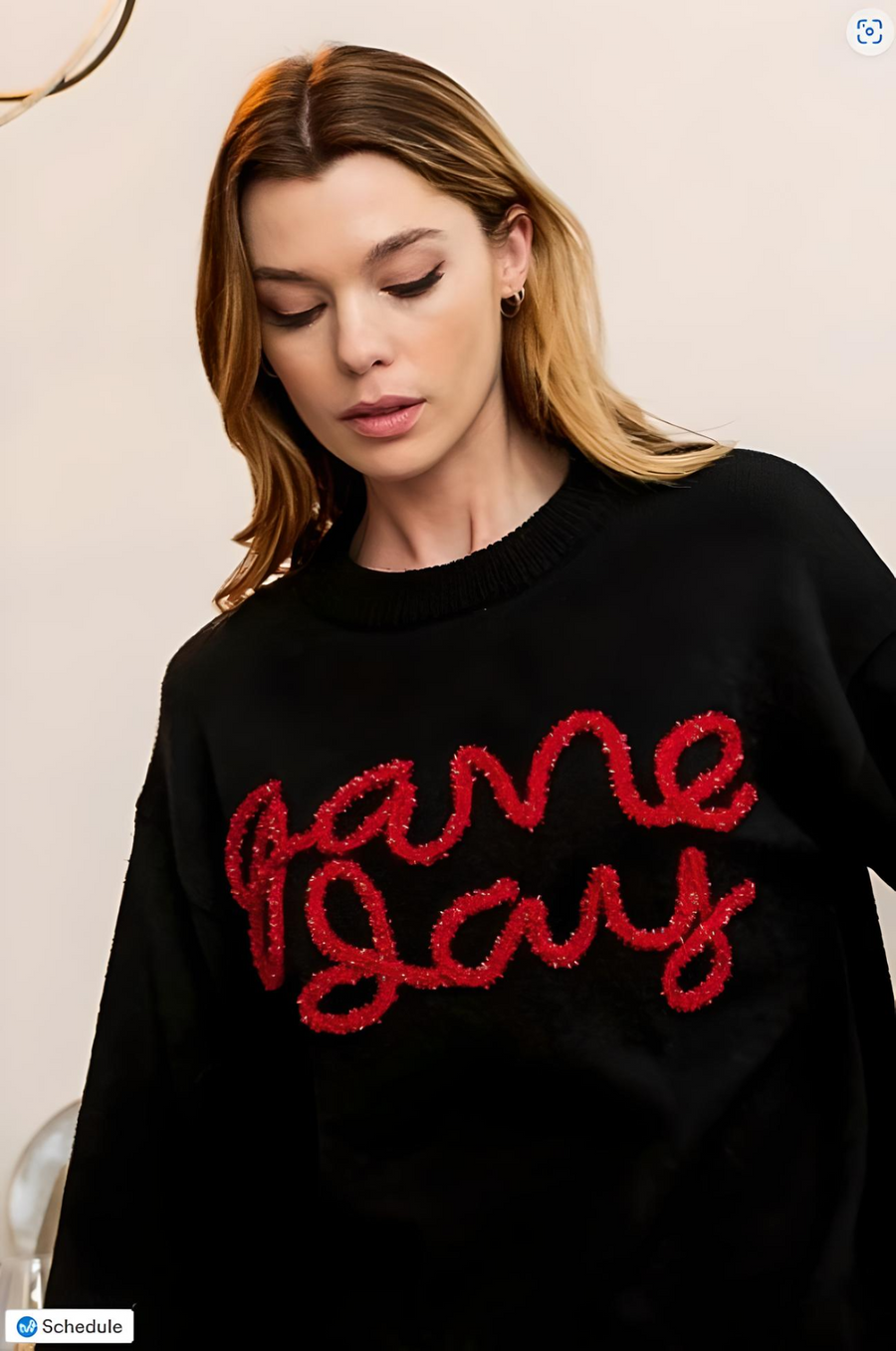 Game Day Metallic Letter Sweater